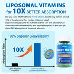 Multivitamínico Metilado para Hombres en Gominolas - Omega 3 Vegano, CoQ10, Zinc, Vitaminas A, C, D3, K2, E, Complejo B, Calcio, Magnesio, Licopeno - Sin Azúcar, 120 Unidades