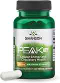 Swanson Maximum Strength Peak ATP - 400 mg, Suplemento de Energía Celular para Deportistas (30 Cápsulas Vegetales)
