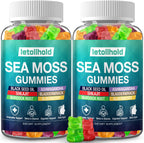 Sea Moss Gummies con Ashwagandha, Bladderwrack y Burdock Root - 60 Gominolas Veganas (2 Envases)