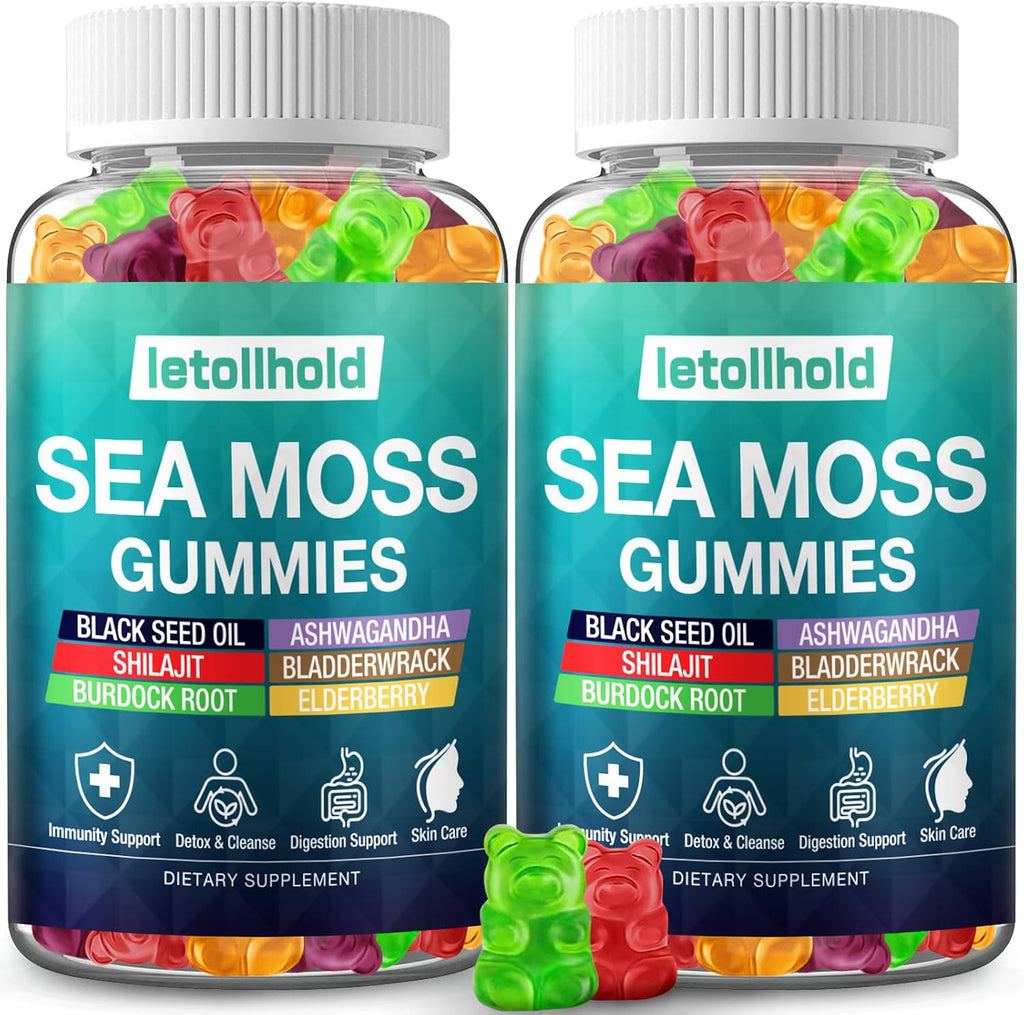 Gominolas de Sea Moss Irish con Ashwagandha, Bladderwrack y Bardana - 60 Gominolas Veganas