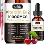 dilib Complejo Vitamina B12 10000 mcg Gotas Sublinguales - Triple B-12 con Metilcobalamina, Adenosilcobalamina e Hidroxocobalamina