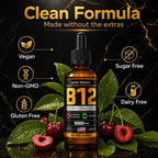Vitamina B12 Líquida 5000 mcg, Gotas Sublinguales de Metilcobalamina, Sabor a Cereza, Vegano, 60 dosis, 60 ml