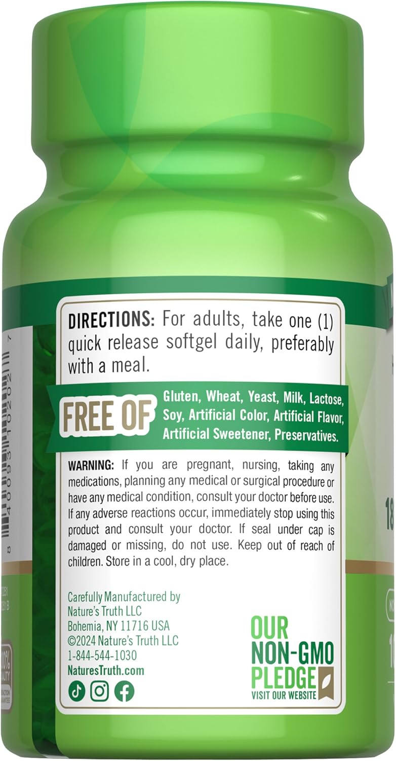 Nature's Truth Vitamina E 400 IU (180 mg) - 100 Cápsulas Blandas