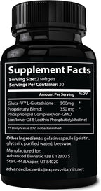 Advanced Bionetix Glutatión Liposomal 850mg - 60 Cápsulas Blandas
