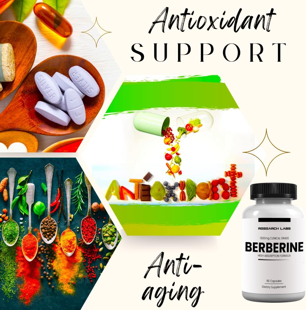 Research Labs Berberina 1500mg - Fórmula de Alta Absorción, 180 Cápsulas