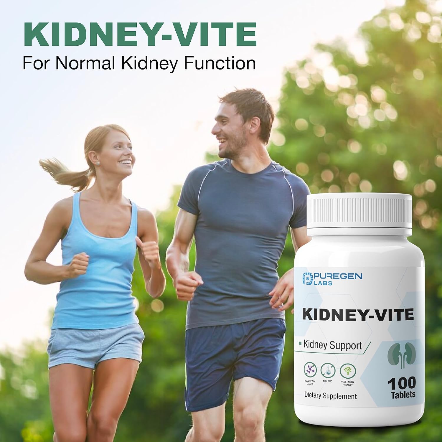 Puregen Labs Kidney-Vite - Complemento renal con vitaminas - 100 comprimidos vegetarianos