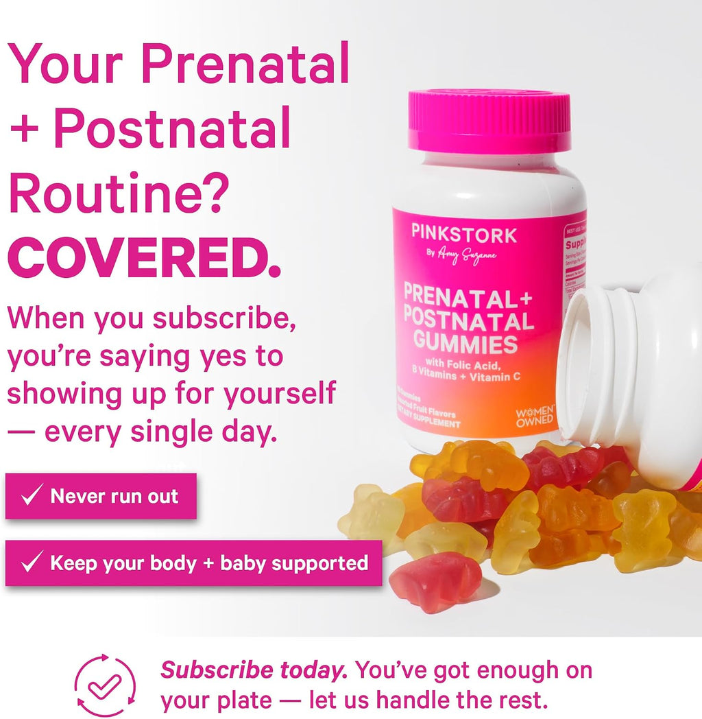 Pink Stork Gominolas de Fertilidad, Prenatales y Postnatales - 60 Gominolas
