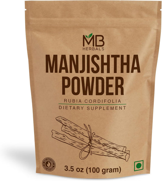 MB Herbals Manjishtha | Rubia cordifolia Root | Indian Madder | 100g Powder