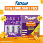 Fast & Up Vitalize Multivitamínico Efervescente - 21 Vitaminas y Minerales - 60 Comprimidos - Sabor Naranja