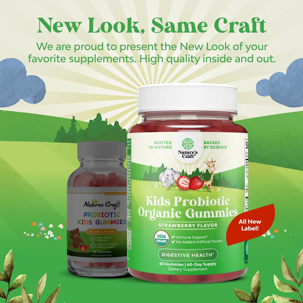 Nature's Craft Probióticos Orgánicos para Niños - Gominolas Digestivas con 2.5B UFC - 60 Gominolas