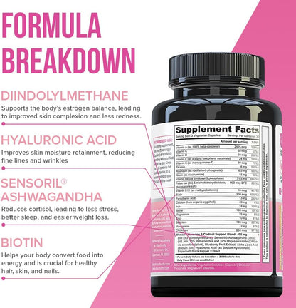 Vitauthority Multivitamin para Mujeres – Complejo Multivitamínico con DIM, Ashwagandha y Ácido Hialurónico – Image 4
