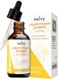 Heivy Gotas de Vitamina D3 4000 UI (100 mcg) - Líquido Vegano Sabor Piña para la Salud Ósea e Inmune, 60 Dosis (60ml)