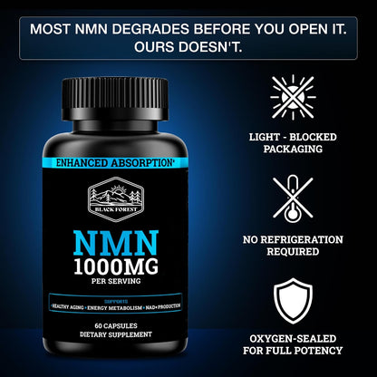 Black Forest NMN 1000 mg - Nicotinamida – Reparación del ADN: Enzimas como las PARP dependen del NAD+ para reparar – Image 8