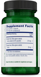 Vitanica, Baya del Árbol Casto (Sauzgatillo), Extracto de Vitex Plus, Vegano, 60 Cápsulas