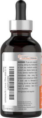 Horbaach Vitamina B12 5000 mcg Sublingual | Gotas Líquidas con Metilcobalamina y Cianocobalamina | Sabor Berry | Sin Gluten y No-GMO