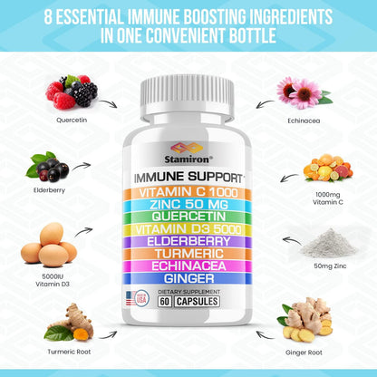 Apoyo Inmune 8 en 1: Quercetina, Zinc, Vitamina C y D3 - 60 Cápsulas – Image 2