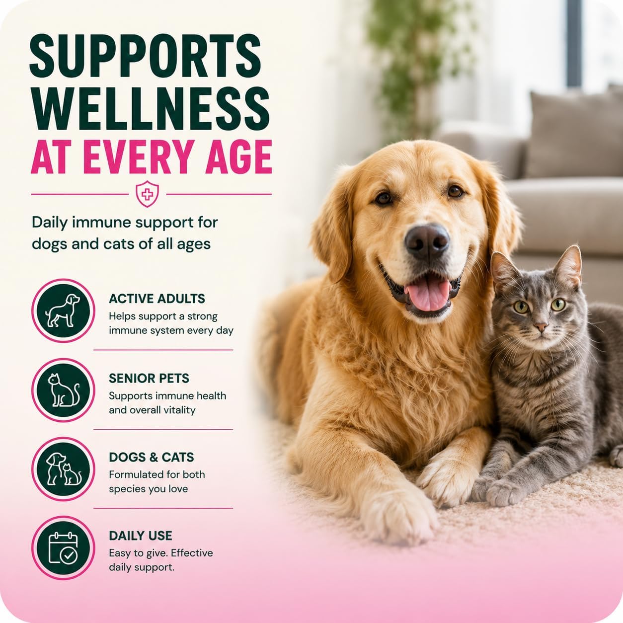 VetriScience DMG Immunity Health Easy-Dose Líquido - Suplemento Inmunitario para Perros y Gatos, Hipoalergénico, 114 ml