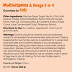 maxmedix Gomitas Multivitamínicas para Niños con Omega 3 6 9 | 20 Vitaminas Clave (C, A, D, E, B12) y Zinc – Sabor Frambuesa y Naranja, 120 Gomitas (2 Meses)