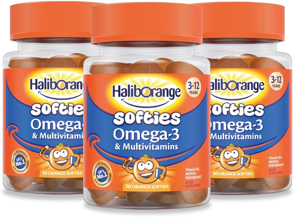 Haliborange Kids Omega-3 y Multivitaminas Softies Naranja 30 unidades (Pack de 3)