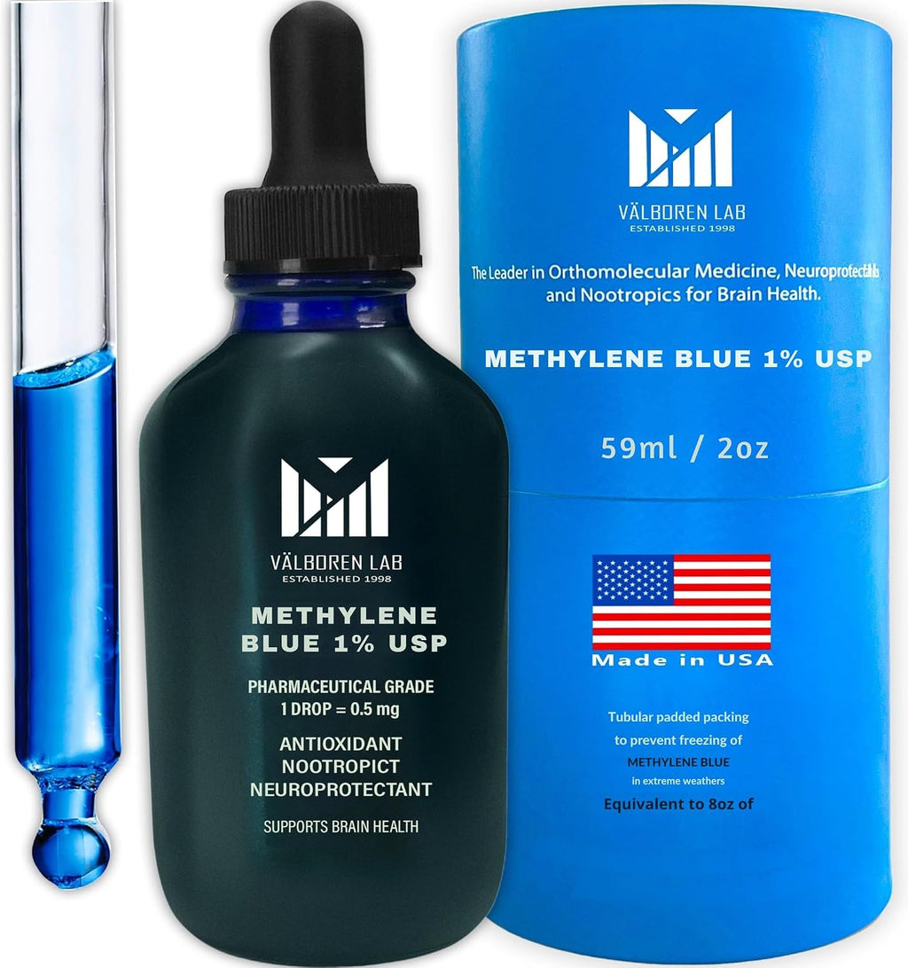 Valboren Labs Azul de Metileno 2% Grado Farmacéutico - Libre de Formaldehído y Alcohol - Suplemento Alimenticio - 118 ml