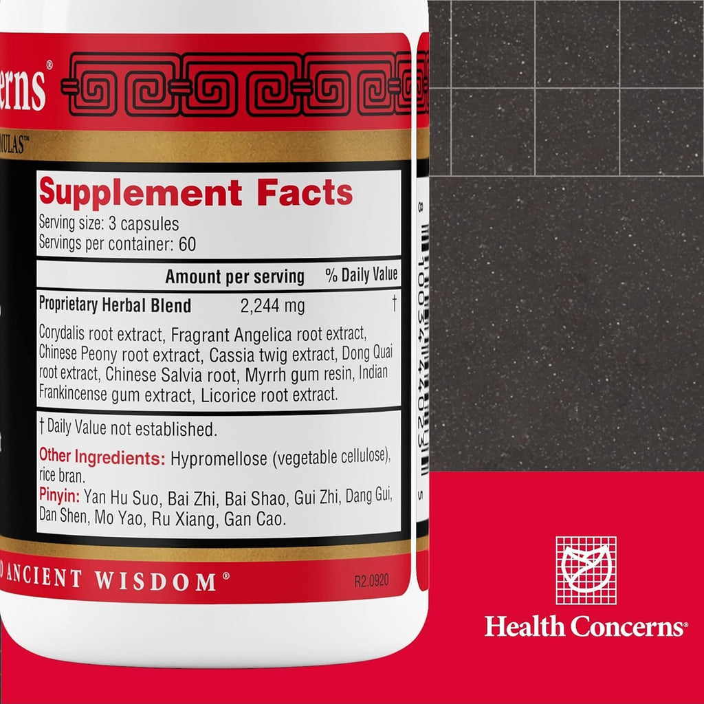 Health Concerns Channel Flow – Fórmula Herbal China para Relajación Muscular y Molestias – 180 Cápsulas
