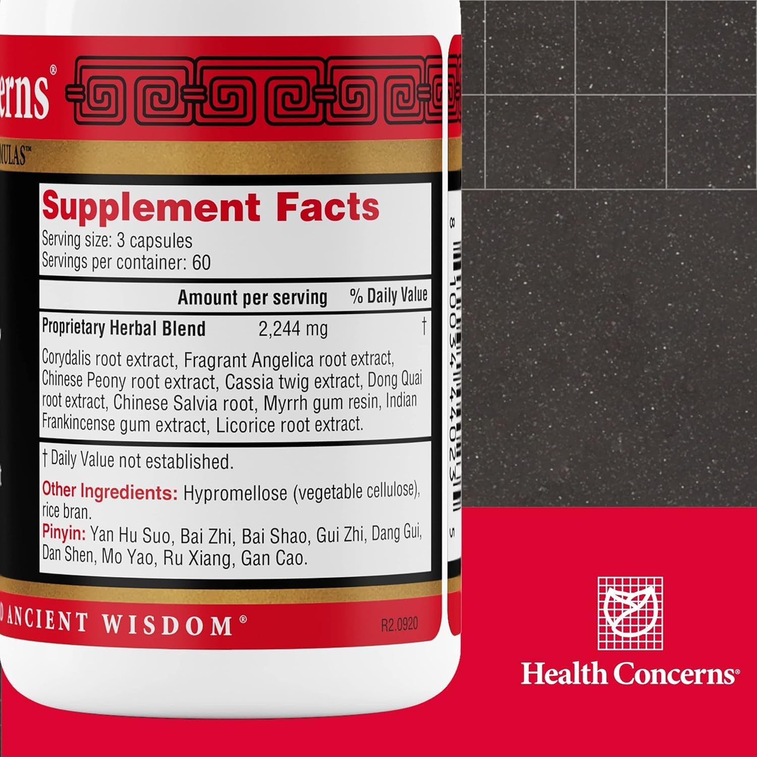 Health Concerns Channel Flow – Fórmula Herbal China para Relajación Muscular y Molestias – 180 Cápsulas