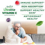 Lifeable Vitamin C Gummies para Adultos | 750 mg | Sabor Naranja | Vegano | 90 Gominolas