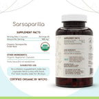 Sarsaparilla Orgánica USDA 120 Cápsulas - Suplemento Herbal Natural - Raíz de Zarzaparrilla (Hemidesmus indicus) Seca