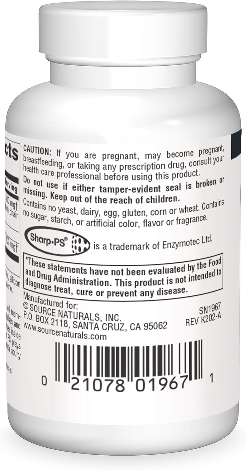 Source Naturals Phosphatidyl Serine Matrix 500 mg - 30 Cápsulas Blandas