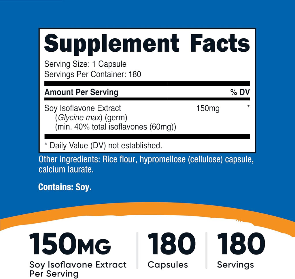 Nutricost Isoflavonas de Soja 150mg, 180 Cápsulas Veganas