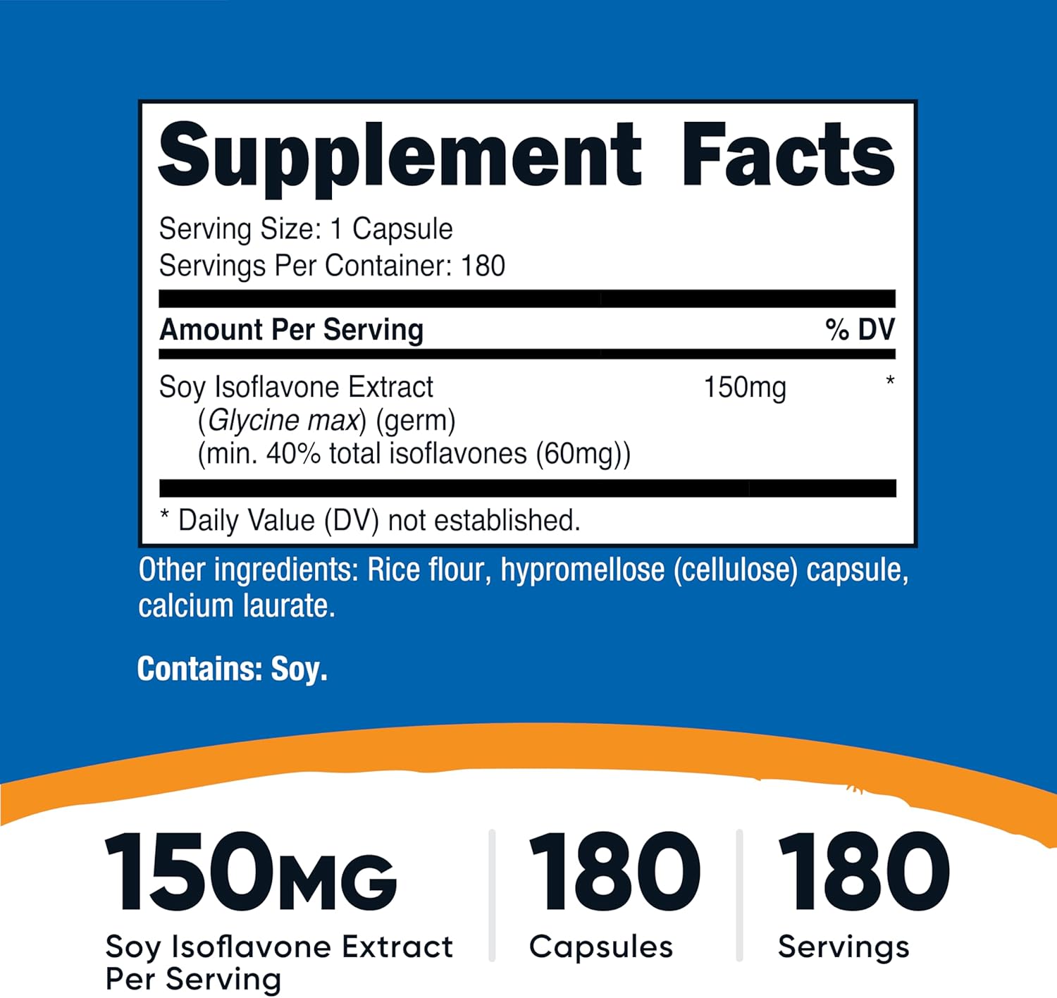 Nutricost Isoflavonas de Soja 150mg, 180 Cápsulas Veganas