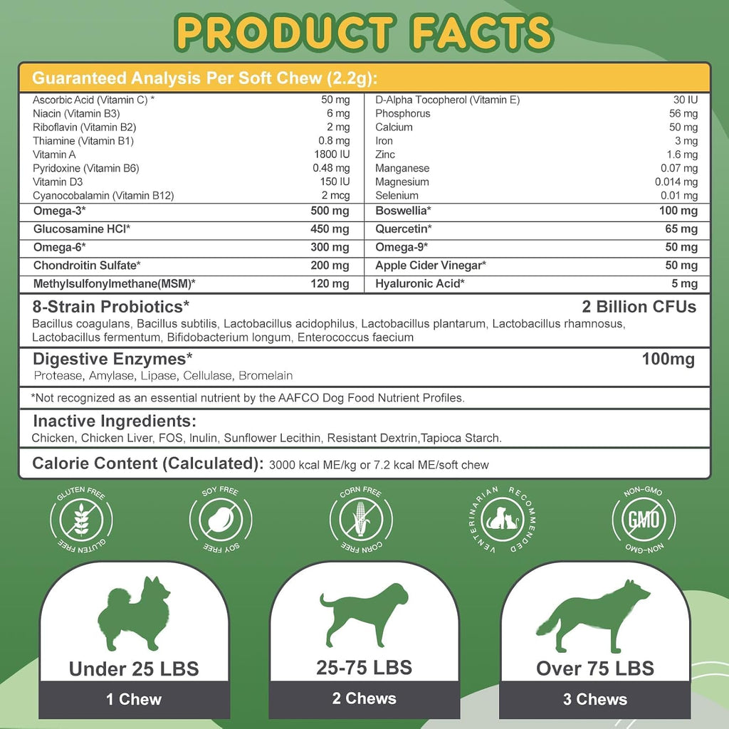 NATURE TARGET Multivitamínico para Perros - con MSM y Glucosamina, Omega 3 y 6, Probióticos para Salud Digestiva, Apoyo Articular, Piel y Pelo, Sistema Inmune y Salud General - 120 Comprimidos Blandos