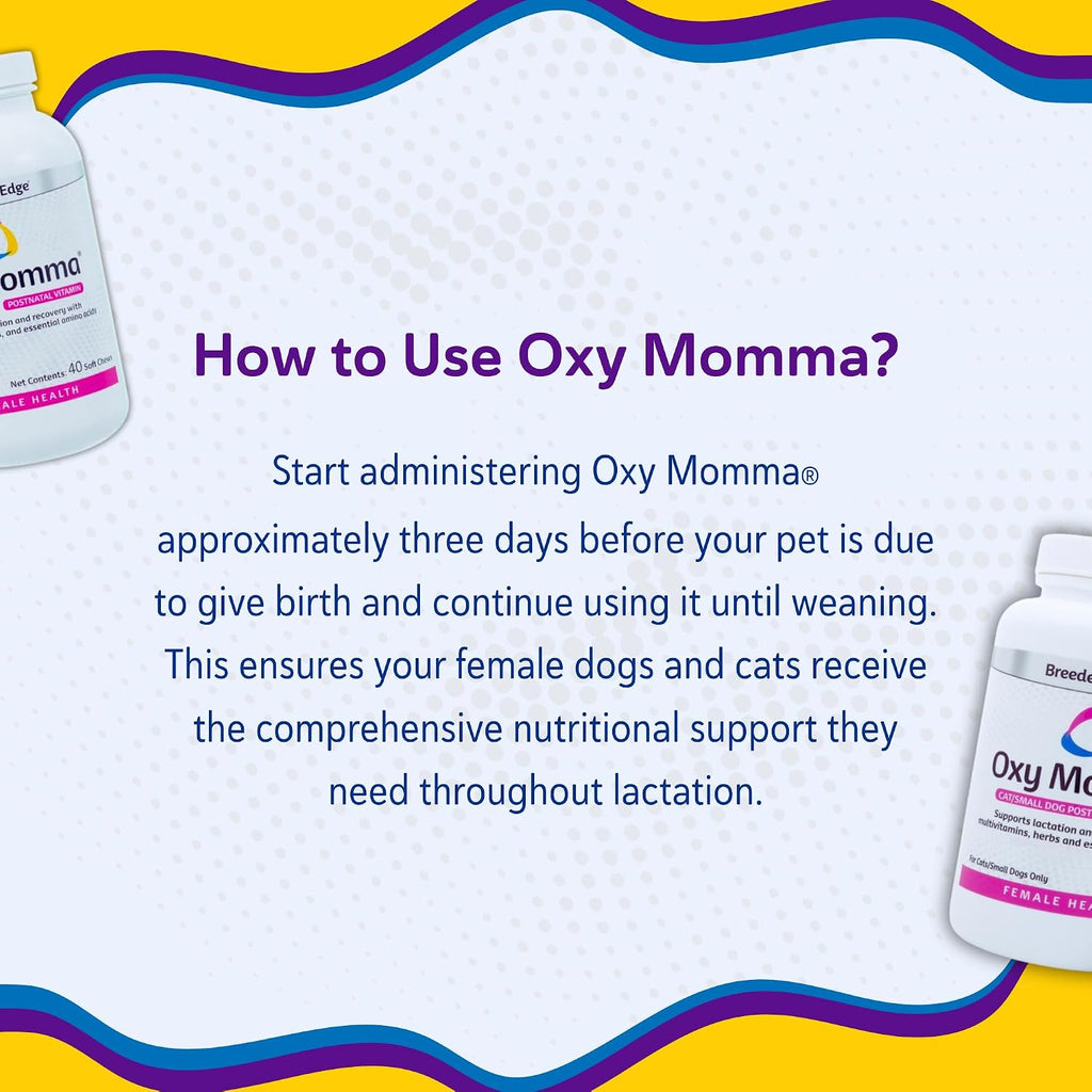 Breeder's Edge Oxy Momma Soft Chews - Postnatal Supplement for Lactating Dogs and Cats, 40 Count