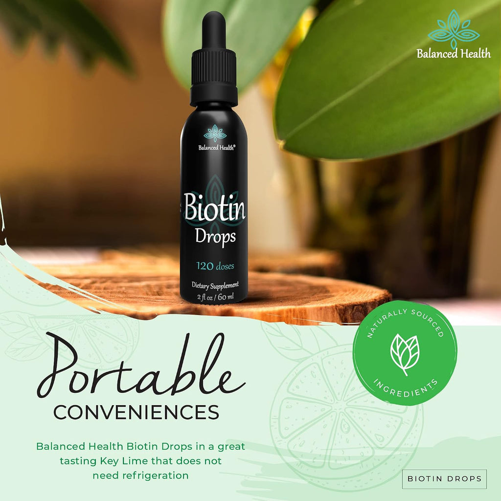 Balanced Health Biotin Drops – 120 Dosis, 60 ml, Sabor Limón
