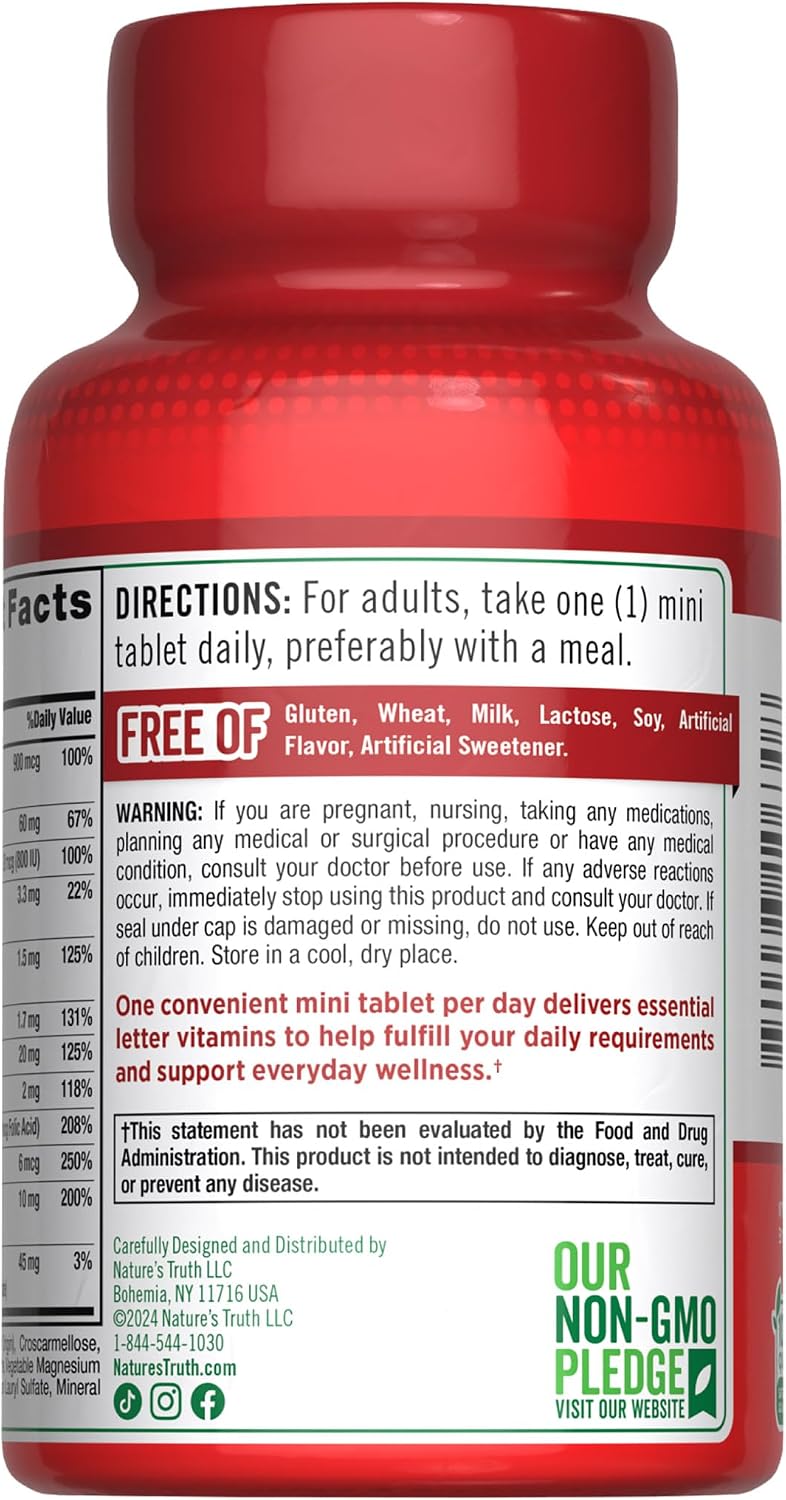 Nature's Truth Multivitamínico Diario para Hombres y Mujeres | 365 Comprimidos Mini | Sin Gluten y Non-GMO