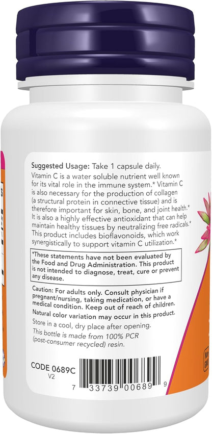 NOW Foods Vitamina C 1.000 mg con Escaramujo y Bioflavonoides, 30 Cápsulas Veganas – Image 3
