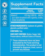 The Vitamin Shoppe Vitamina E 1000 UI - Suplemento Antioxidante para la Salud de la Piel y la Función Inmunitaria (120 Softgels)