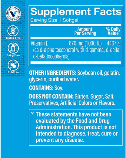 The Vitamin Shoppe Vitamina E 1000 UI - Suplemento Antioxidante para la Salud de la Piel y la Función Inmunitaria (120 – Image 3