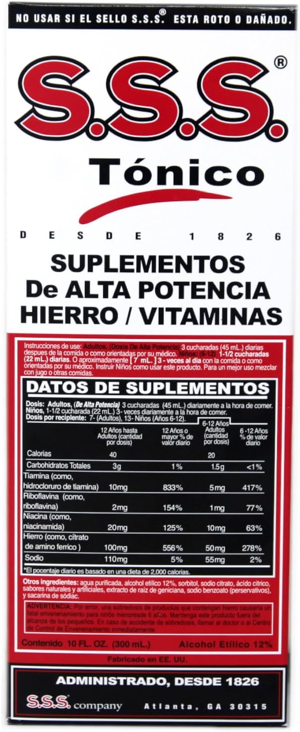 SSS Tonic Complejo Vitamínico con Hierro - Pack de 3 Botellas de 295 ml