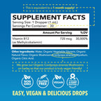 Vitamina B12 Líquida Orgánica - Metilcobalamina - 30 Dosis - Sabor Fresa