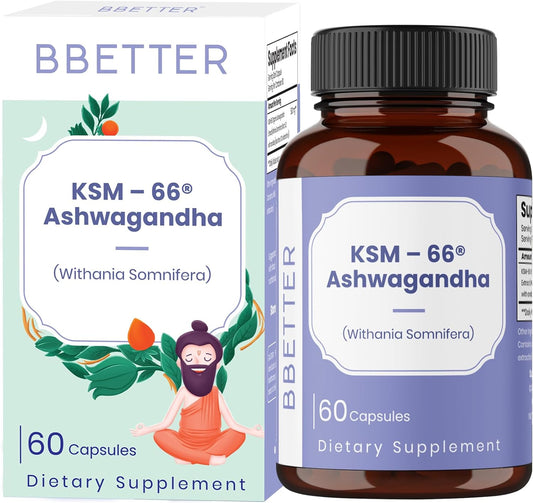 BBETTER Ashwagandha KSM-66 500mg Cápsulas Orgánicas - 60 Cápsulas Vegetales