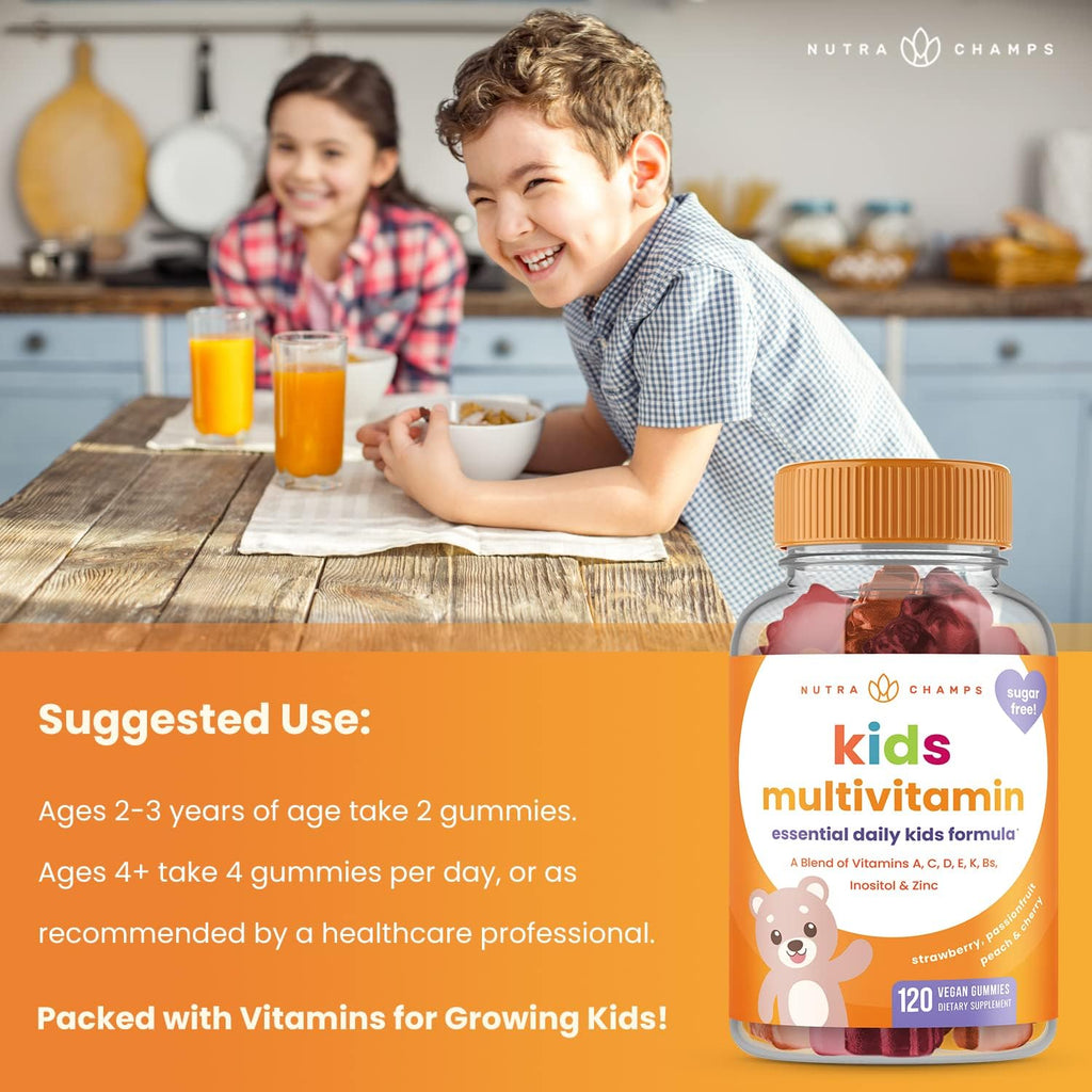 NutraChamps Multivitamínico Infantil en Gominolas Sin Azúcar - 120 Ud. - Vegano y Sin Gluten