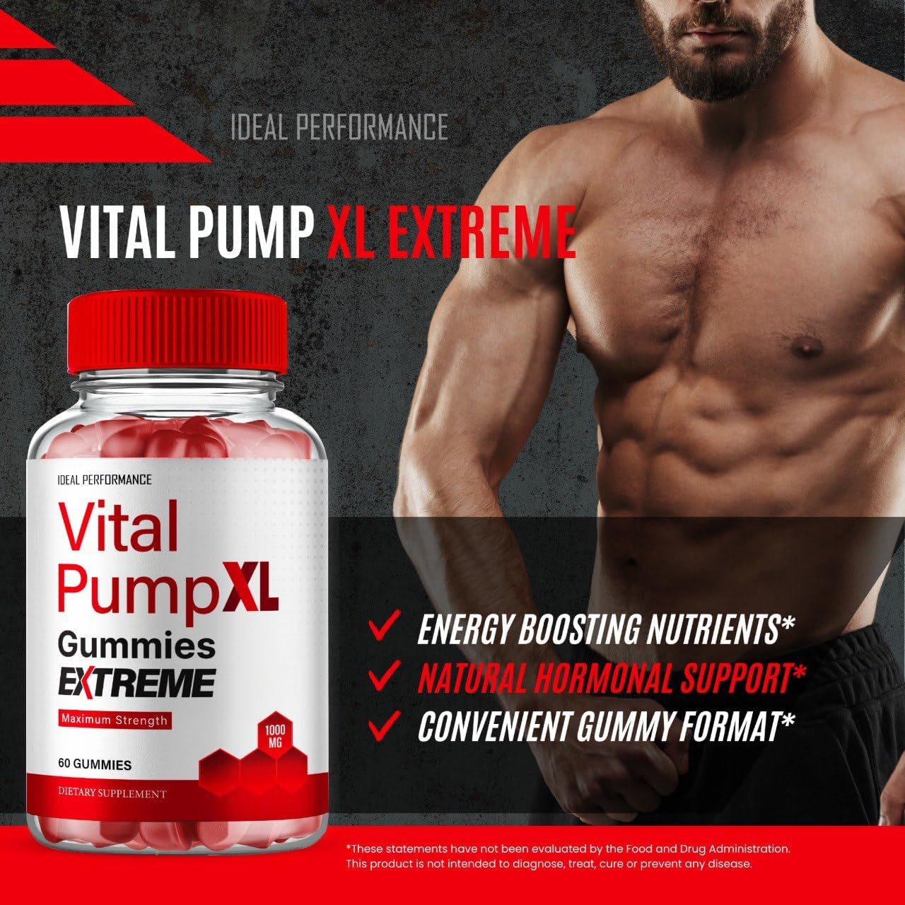 Vital PumpXL Gummies para Hombres - Máximo Rendimiento - Fórmula Avanzada (Pack de 3)