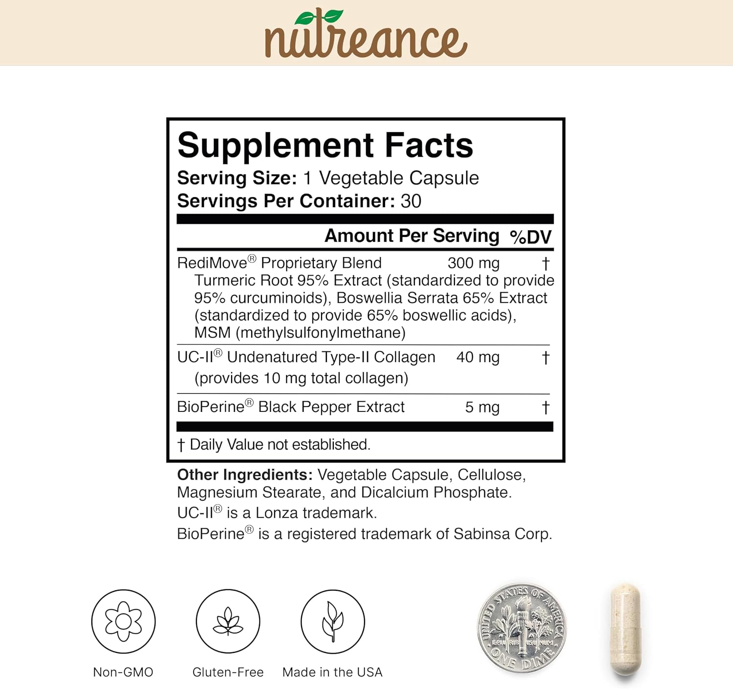 RediMove - Suplemento Natural para las Articulaciones - Sin OGM, Sin Gluten, 30 Cápsulas Vegetales