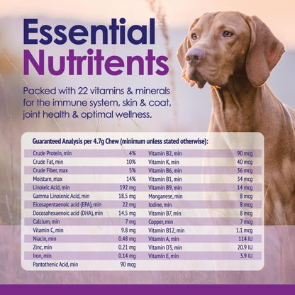 Multivitamínico Masticable para Perros 22 en 1 - Con Mejillón de Labios Verdes y Omega-3 - 60 Masticables Sabor Ternera – Image 5