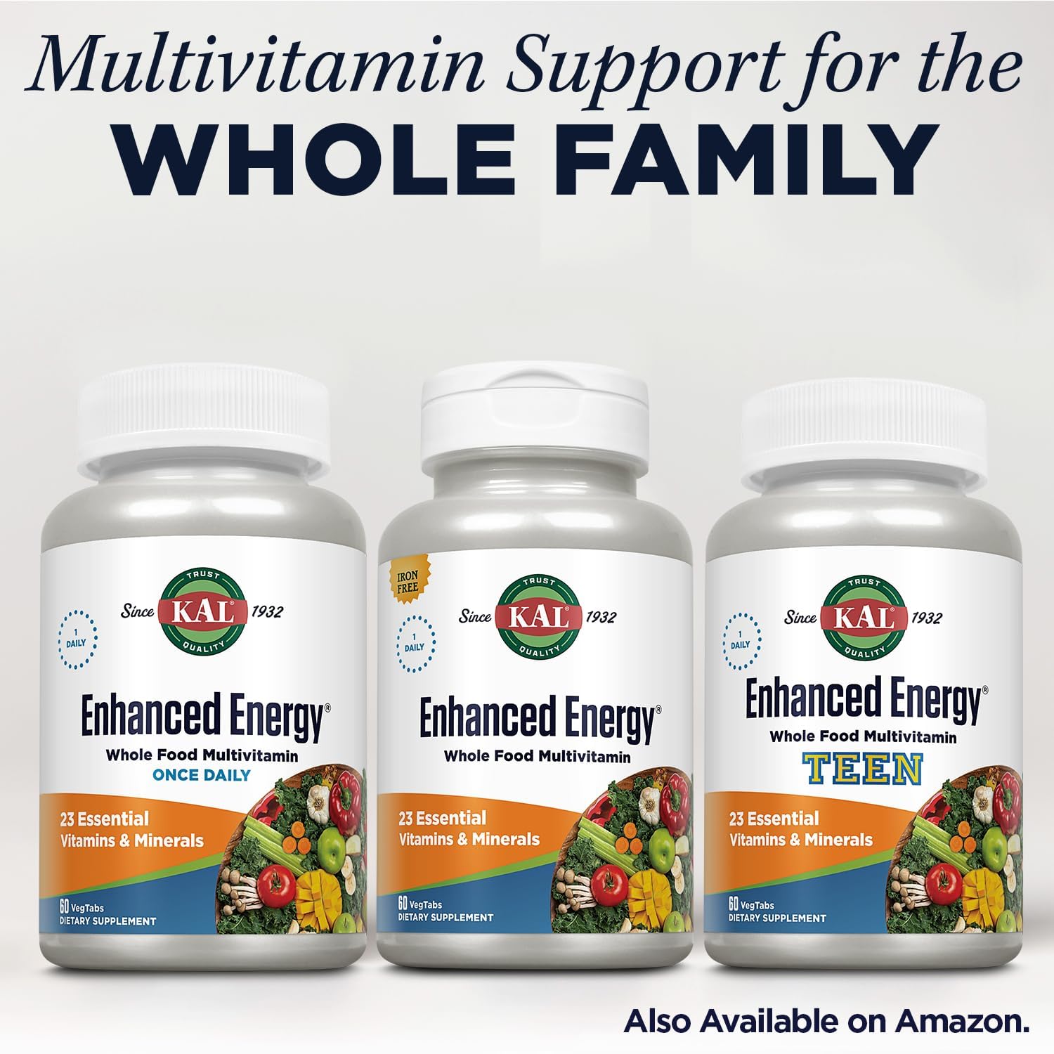 KAL Enhanced Energy - Whole Food Multivitamin for Men & Women, 60 VegTabs