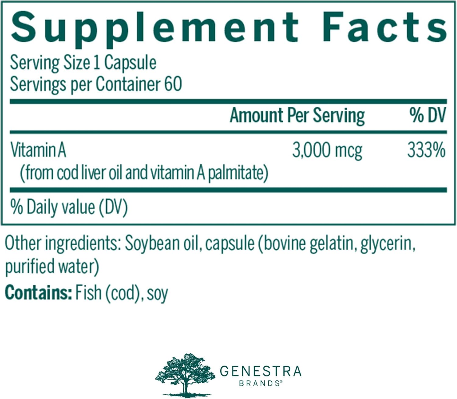 Genestra Brands Vitamina A – 60 Cápsulas