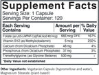 TMG (Trimethylglycine) 500 mg con Ácido Folínico y B12 - Hipoalergénico, 120 Cápsulas