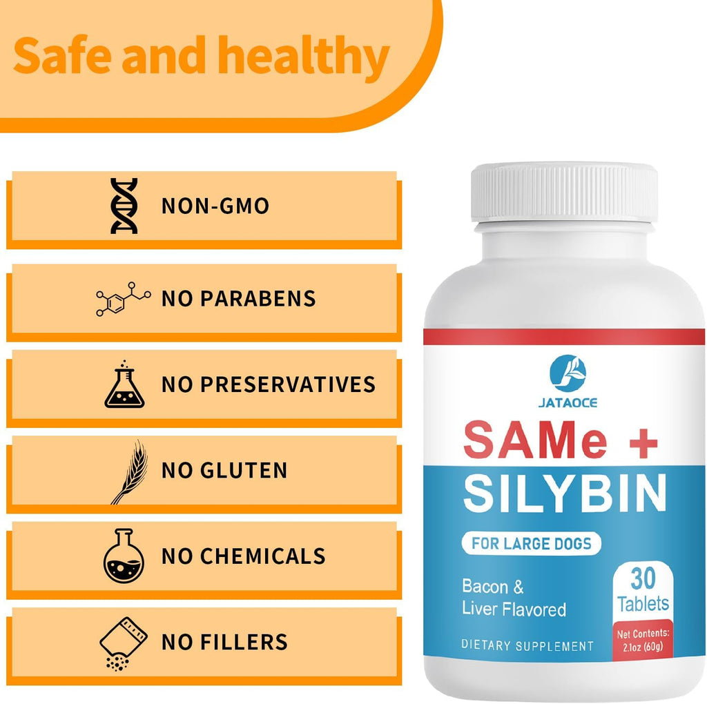 Same y Silybin para Perros - S-Adenosil-L-Metionina y Silibina, Suplemento Hepático para Perros Grandes, Apoyo para Hígado y Cerebro (Same+Silybin), Todos los Perros (Hasta 54 kg)