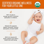 Gotas de Vitamina D3 Orgánica Vegana para Bebés – 400 UI, 120 dosis